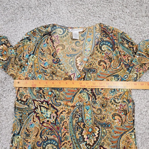 Vintage Dressbarn Womens Paisley Bell Sleeve Tie Back Top Size Large Boho Y2K - Picture 10 of 13